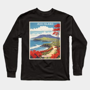 Jeju Island South Korea Travel Tourism Retro Vintage Long Sleeve T-Shirt